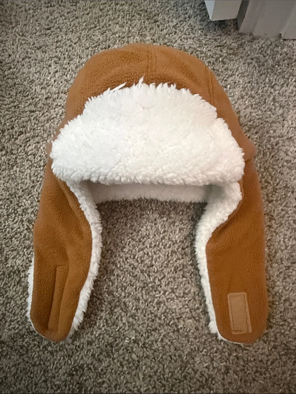 Carhartt Kids' Trapper Hat in Brown with White Sherpa